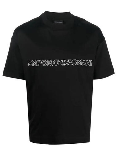 Embroidered Logo Short Sleeve T-Shirt Black - EMPORIO ARMANI - BALAAN 1