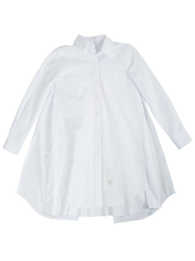 Solid Poplin Pleated Back Shirt Mini Dress White - THOM BROWNE - BALAAN 2