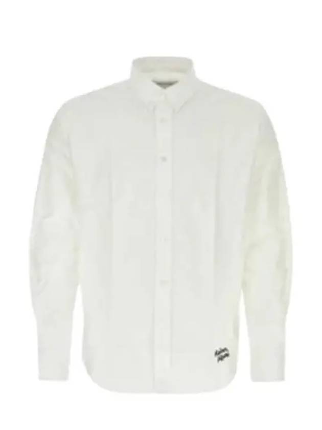 Embroidered Logo Long Sleeve Shirt White - MAISON KITSUNE - BALAAN 2