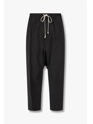 MEN Drawstring Cropped Wool Pants Black - RICK OWENS - BALAAN 1