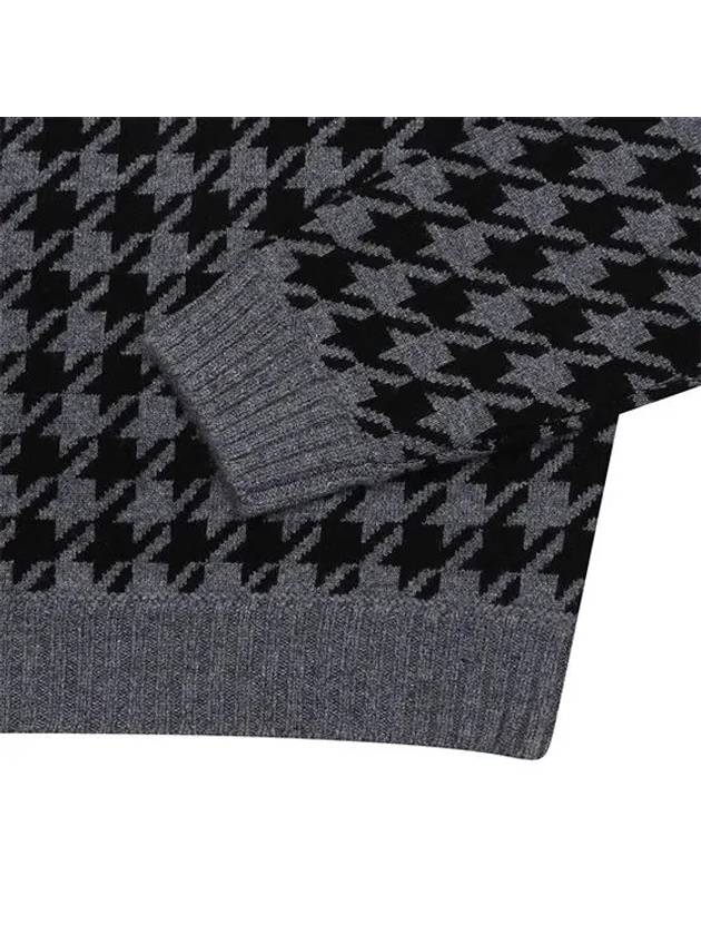 Women s houndstooth pattern half zip sweater 2314LXKW GREY - BLACK&WHITE - BALAAN 5