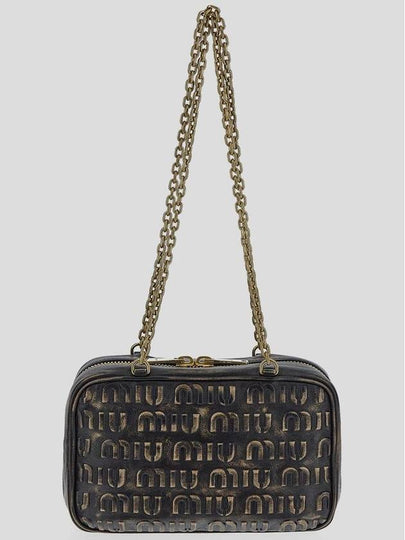 Embossed Logo Leather Top Handle Bag Sand Coffee Black - MIU MIU - BALAAN 2