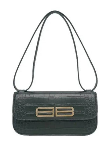 Small Crocodile Gossip Cross Bag Green - BALENCIAGA - BALAAN 1