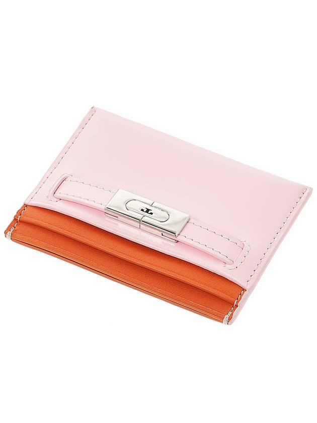 Polished Leather T Card Wallet Pink - TORY BURCH - BALAAN 5