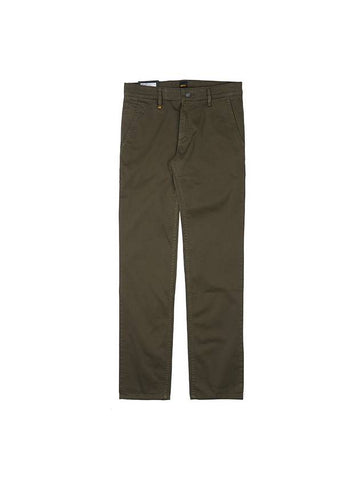 Cotton Slim Fit Satin Straight Pants Dark Green - HUGO BOSS - BALAAN 1