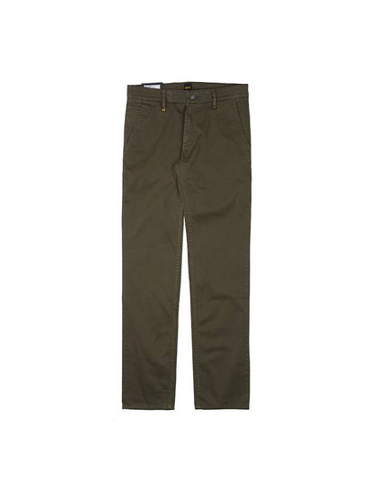 Cotton Slim Fit Satin Straight Pants Dark Green - HUGO BOSS - BALAAN 2