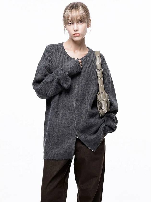 For Woman Women s Soft Two way Knit Cardigan Charcoal W243TP10CH - CHANCE'S NOI - BALAAN 1