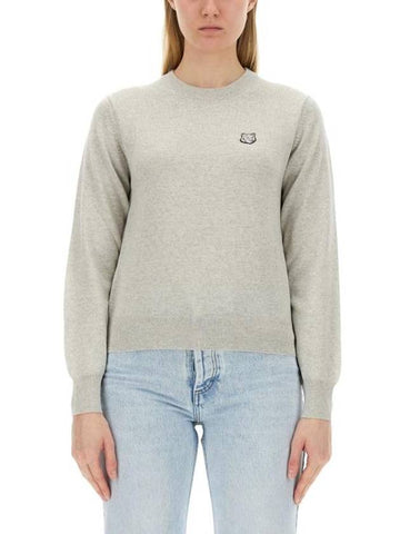 Bold Fox Head Wool Knit Top Grey - MAISON KITSUNE - BALAAN 1