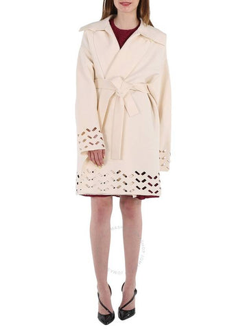 Alaia Ladies Ivory Openwork Pea Coat, Brand Size 42 (US Size 10) - ALAIA - BALAAN 1