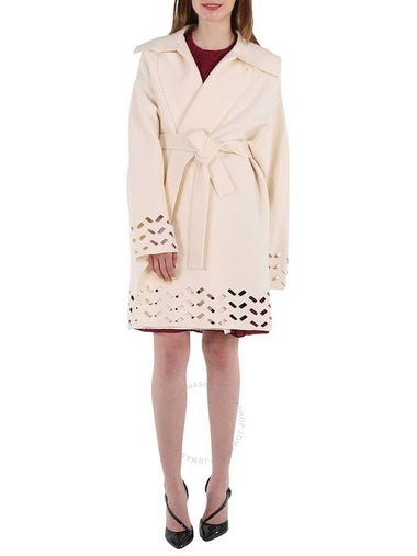 Alaia Ladies Ivory Openwork Pea Coat, Brand Size 42 (US Size 10) - ALAIA - BALAAN 1