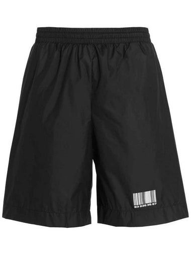 Nylon Barcode Print Bermuda Shorts Black - VETEMENTS - BALAAN 1