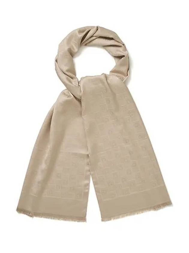 Monogram Jacquard Muffler Stone Grey - SALVATORE FERRAGAMO - BALAAN 4