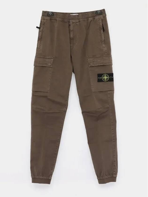 Stretch Cotton Cargo Straight Pants Brown - STONE ISLAND - BALAAN 4