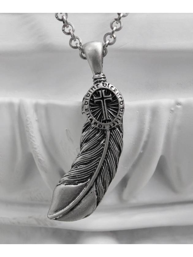 Feather cross necklaceVintage silver - BLESSED BULLET - BALAAN 2