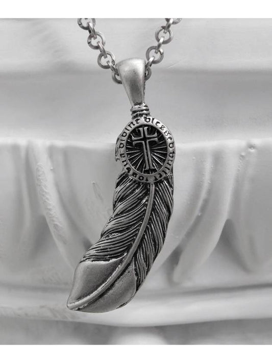 Feather cross necklaceVintage silver - BLESSED BULLET - BALAAN 1