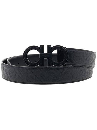 Men's Gancini Reversible Leather Belt Black - SALVATORE FERRAGAMO - BALAAN 2