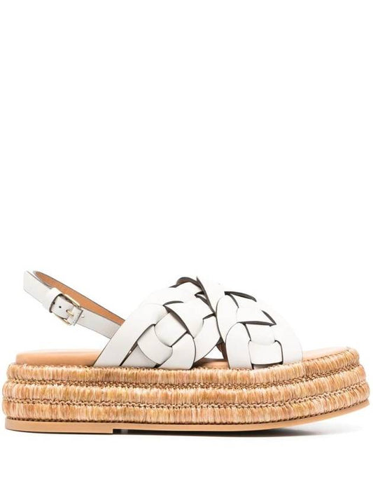 Platform Leather Woven Sandals White - TOD'S - BALAAN 1