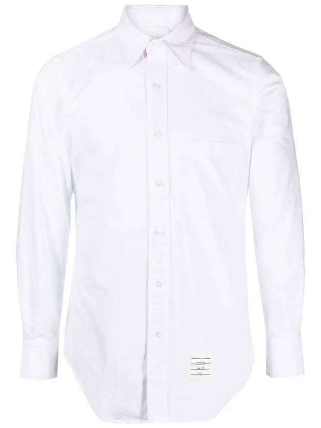 Men's Logo Patch Classic Cotton Long-Sleeve Shirt White - THOM BROWNE - BALAAN 2