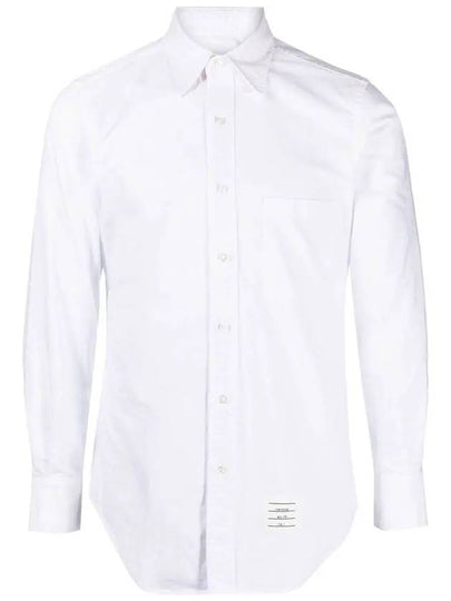 Men's Logo Patch Classic Cotton Long-Sleeve Shirt White - THOM BROWNE - BALAAN 2