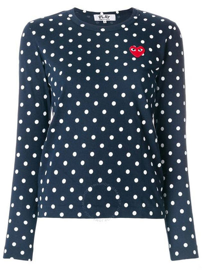 Women's Red Wappen Dot Long Sleeve T-Shirt P1 T165 2 Navy - COMME DES GARCONS PLAY - BALAAN 2