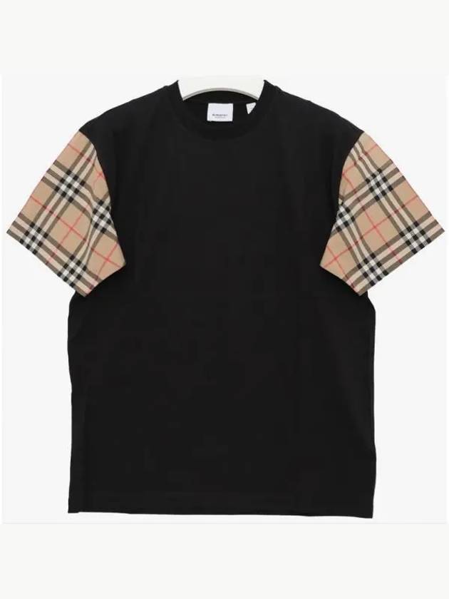 Vintage Check Sleeve Cotton Oversized T-shirt Black - BURBERRY - BALAAN 2