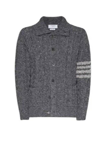 4-Bar Arm Band Knit Cardigan Grey - THOM BROWNE - BALAAN 2