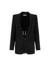 Women's Single Breasted Blazer Virgin Wool Jacket Black - SAINT LAURENT - BALAAN 2