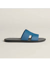 Men's Izmir H ??Logo Leather Sandal Blue - HERMES - BALAAN 3