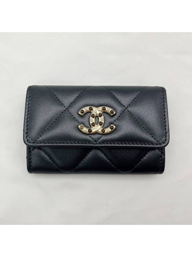 CC Logo Flap Lambskin Card Wallet Black - CHANEL - BALAAN 2