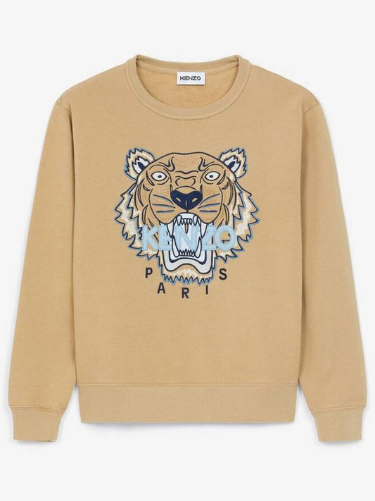 Tiger Logo Embroidered Sweatshirt Beige - KENZO - BALAAN.