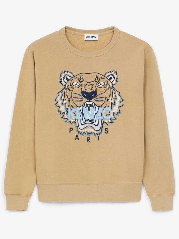 Tiger Embroidered Logo Sweatshirt Beige - KENZO - BALAAN 2