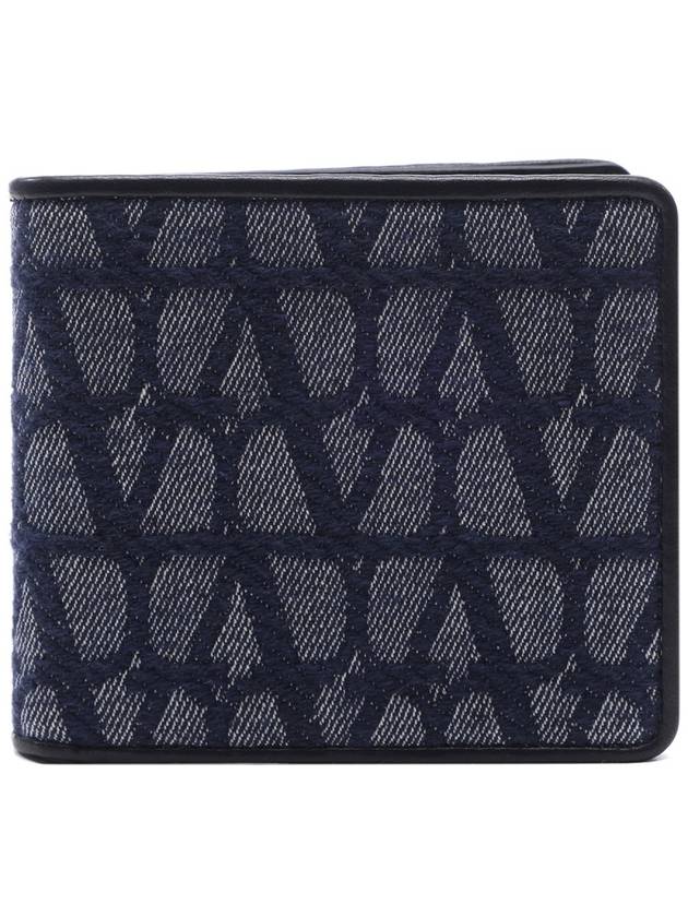 Toile Iconographe Denim Half Wallet Blue - VALENTINO - BALAAN 3