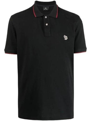 Regular Fit Zebra Wappen Short Sleeve PK Shirt Black - PAUL SMITH - BALAAN 1