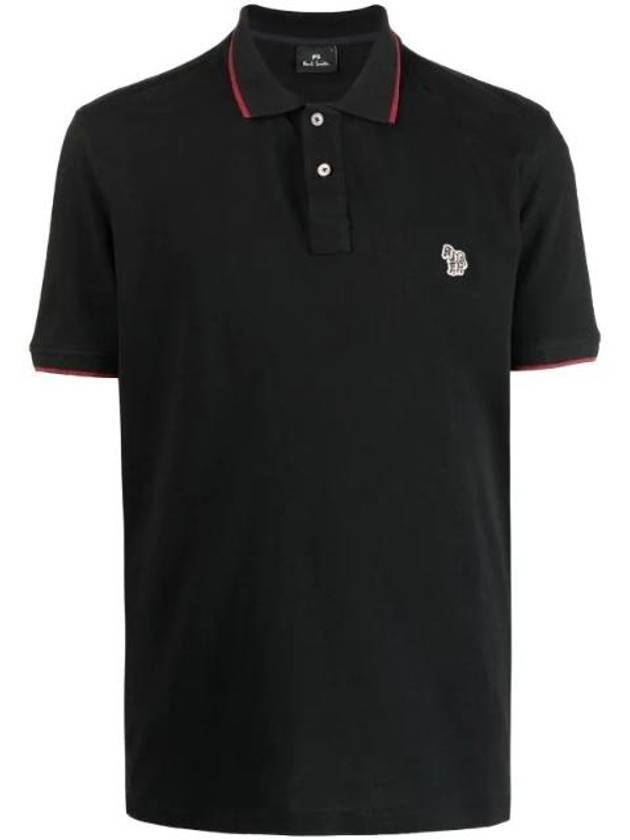 Zebra Patch Regular Fit Short Sleeve Polo Shirt Black - PAUL SMITH - BALAAN 1