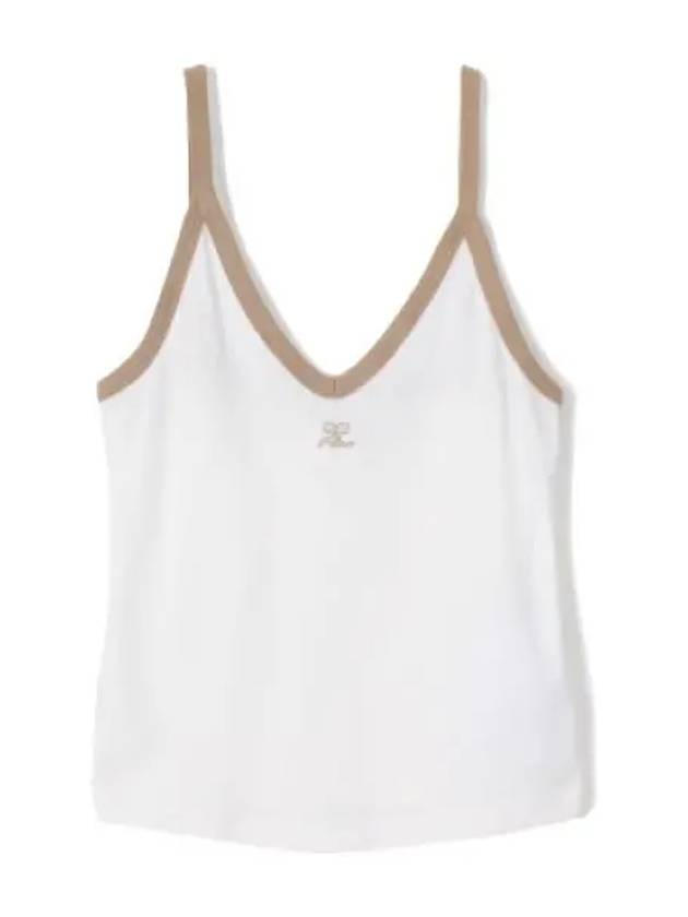 Courr ges Contrast Neck Tank Top Women s Sleeveless - COURREGES - BALAAN 1