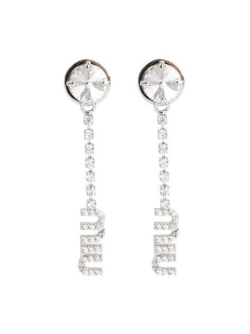 logo crystal drop earrings - MIU MIU - BALAAN 1