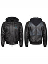 Back Logo Leather Hooded Bomber Jacket Black - OFF WHITE - BALAAN 7