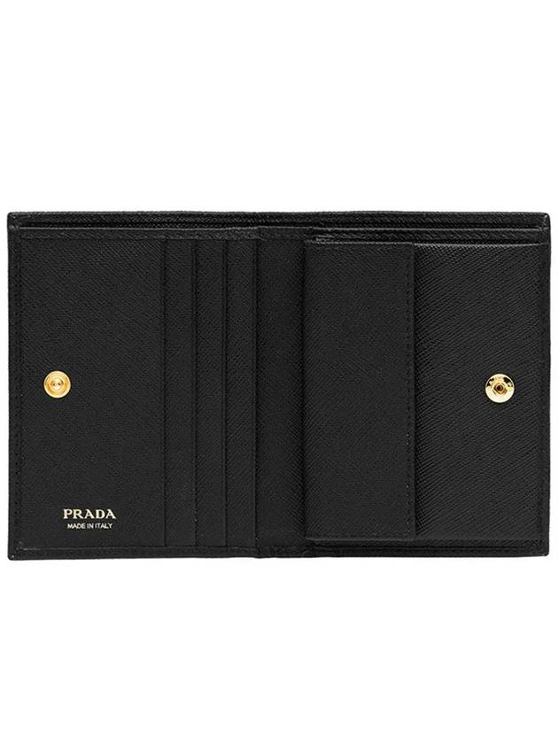 Saffiano Metal Logo Gold Fold Wallet Black - PRADA - BALAAN 5