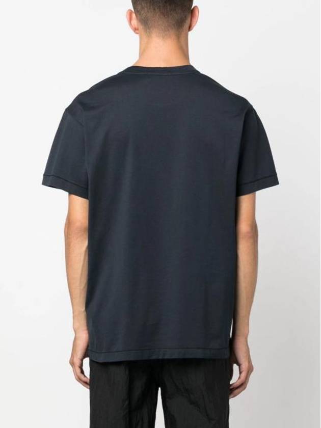 Slimfit Cotton Jersey Short Sleeve T-shirt Navy - STONE ISLAND - BALAAN 4