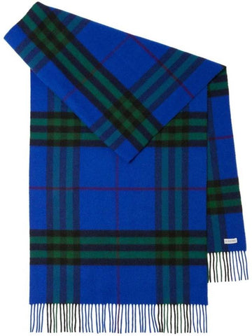 Check Wide Cashmere Scarf Blue - BURBERRY - BALAAN 1