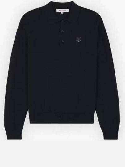 Fox Motif Knitted Polo Shirt Ink Black - MAISON KITSUNE - BALAAN 2