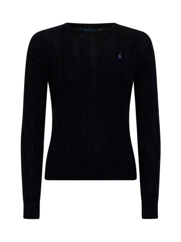 Embroidered Logo Pony Cable Knit Top Black - POLO RALPH LAUREN - BALAAN 2