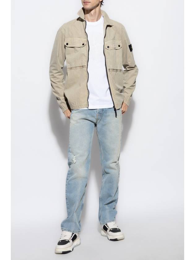 Brushed Organic Cotton Overshirt Jacket Beige - STONE ISLAND - BALAAN 3