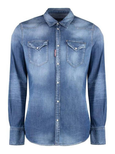 24FW Long Sleeve Shirt S74DM0846S30341 470 Blue - DSQUARED2 - BALAAN 2