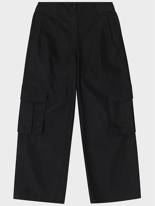 Cotton Field Wide Pants Black - NOIRER FOR WOMEN - BALAAN 3