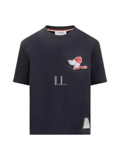 Festive Jersey Button Hector Short Sleeve T Shirt Navy - THOM BROWNE - BALAAN 2