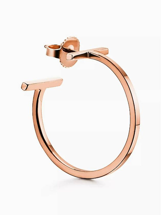 Tiffany Tiffany T hoop earrings rose gold medium women's earrings - TIFFANY & CO. - BALAAN 1