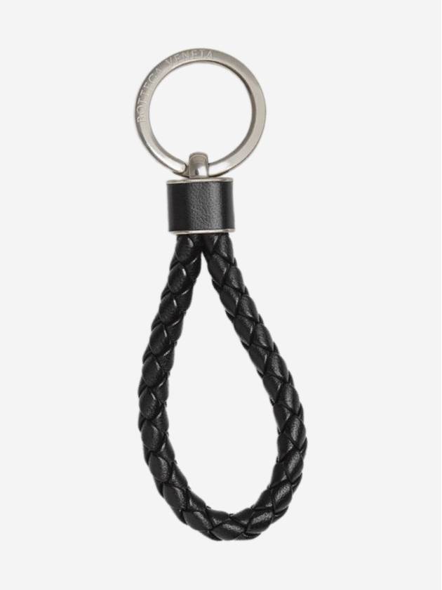 Intrecciato Leather Key Holder  Black - BOTTEGA VENETA - BALAAN 2