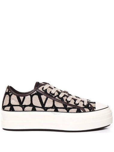 V Logo Low Top Sneakers Brown - VALENTINO - BALAAN 1