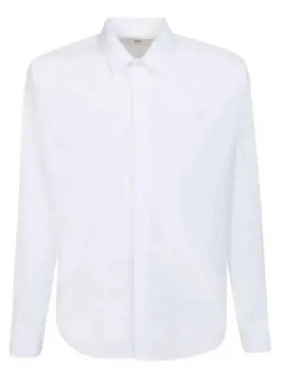 Tonal Heart Logo Long Sleeve Shirt White - AMI - BALAAN 2